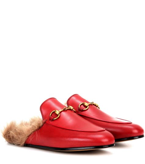 gucci red princetown|gucci princetown slipper fur.